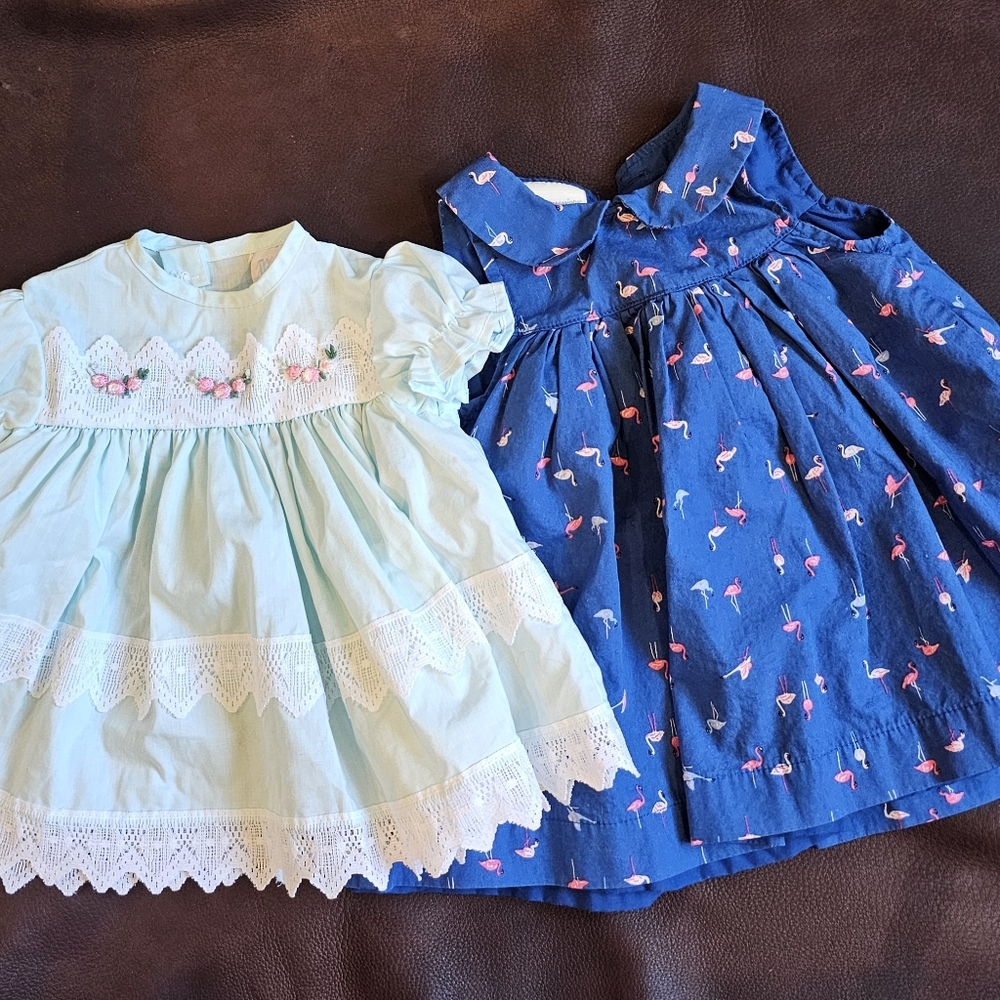 2 Baby Girl Dresses, 0-6 Months